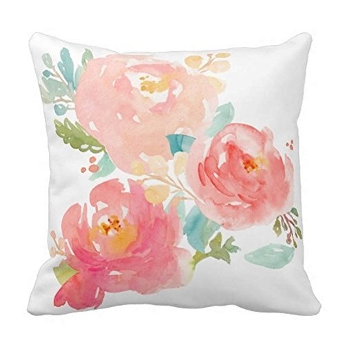 bluelan Watercolor Floral funda para cojín diseño de flores almohada impreso silla asiento lino y algodón Home manta decorativa almohada
