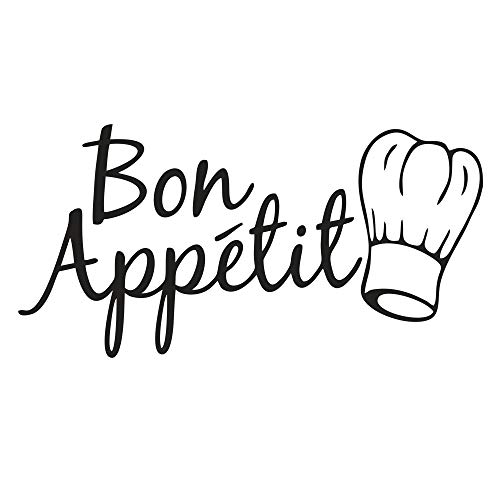 Bon Appetit - Vinilo adhesivo para pared, diseño de cita francesa extraíble para cocina, cena, sala de estar, oficina, hogar, ventana, decoración de puerta