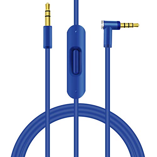 Cable de Audio de Repuesto con micrófono en línea y Control Compatible con Auriculares Beats by Dr Dre Solo/Studio/Pro/Detox/Wireless/Mixr/Executive/Pill (Azul)