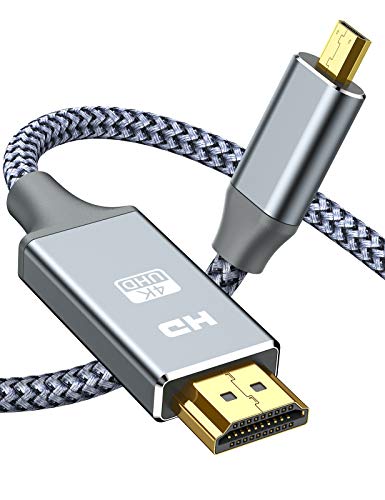 Cable Micro HDMI a HDMI 1.8M - Snowkids 4K Micro HDMI 60Hz Nylon trenzado Carcasa de Aluminio Plug-Play 2K 165Hz Compatible con Gopro Hero/Camera, para HDMI2.0a,1.4a