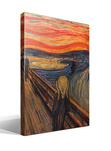Canvas lienzo bastidor El Grito de Munch versión 3 de Edvard Munch - 70cm x 95cm - Imagen alta resolución - Impresión sobre Lienzo de Algodón 100% - Bastidor de madera 3x3cm - Fabricado en España
