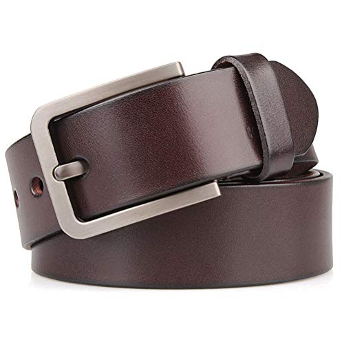 Cinturón para Hombre 3.8cm de Ancho Cuero Genuino de Cuero de Vaca Jeans Cinturón Casual de Negocios,3,130mm