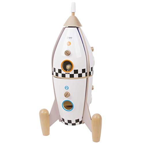 Cohete de Madera Blanco Madera plástico niño niña 3 4 5 6 años curiosidad destreza imaginación 12 Habitaciones