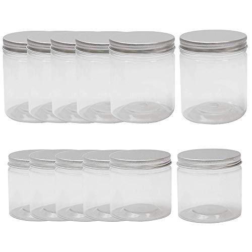 Conjunto de 12 contenedores de plástico | Almacenamiento de alimentos y despensa | Especias y tarros dulces | Tarros de plástico con tapa sin BPA | Contenedores de almacenamiento transparentes | Pukkr