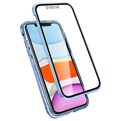 CP&A - Funda protectora para Samsung S9, con adsorción magnética para Samsung S9, doble cara de vidrio templado transparente, protección completa 360, funda diseñada para Samsung Galaxy S9 (azul)