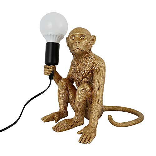 Creative Monkey Table Light, lámpara de Mesa lámparas de Escritorio de Resina, Dormitorio de los niños Sala de Estar decoración Lámparas de Escritorio (Color : Gold)