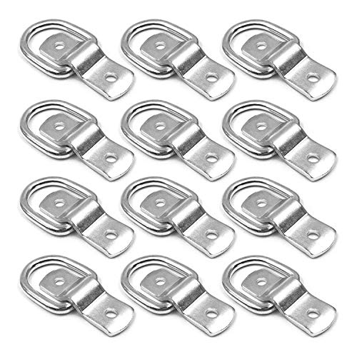 Dcolor Pack de 12 correas de amarre con anillo en D, anillas en D de 1/4 pulgadas, para cargas en camiones, caravanas, barcos, con soporte de fijación
