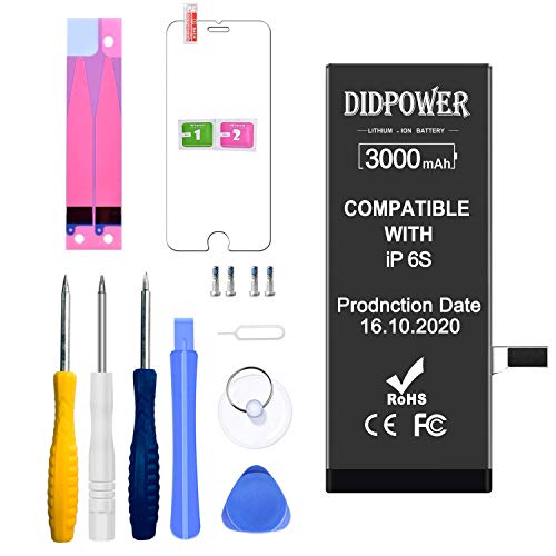 Didpower Reemplazo Compatible con iPhone 6S 3000mAh [Super Capacidad] Batería con Kits de Herramientas de Reparación, Hoja de Vidrio Templado, Manual de Reparación
