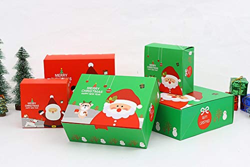 DiiDa Cajas de regalo de papel de Navidad, tamaño mediano, 21 x 17 x 8 cm, paquete de 12 [2 colores, 6 unidades cada uno] regalo de papel de Navidad con 12 tarjetas de Navidad