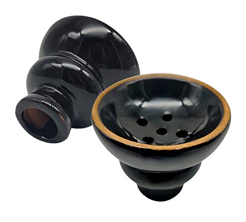 DOJA Barcelona | Cazoleta De Ceramica para Cachimba | 60mm diámetro | 55mm altura | Color Negro | Cazoleta Cachimba Individual | Cabeza Hookah para Soporte Carbon | Para Fumar Tabaco Cachimba