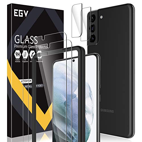 EGV Compatibile con Samsung Galaxy S21 Plus Protector de Pantalla,2 Pack Cristal Templado e 2 Pack Protector de Lente de Cámara