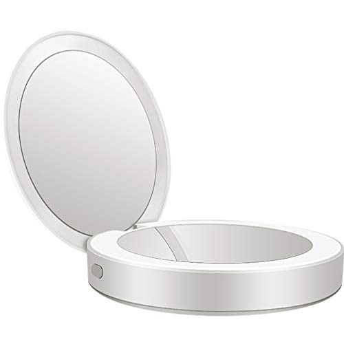 Espejo de maquillaje portátil con 10 bombillas LED USB luces de vanidad plegable lámpara de espejo de mesa