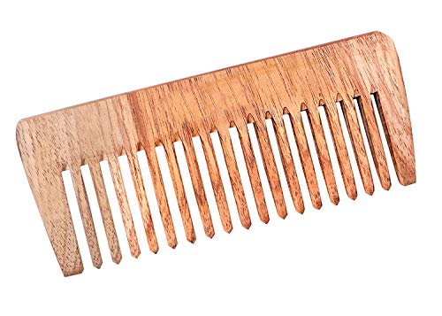 Esplanade peine de madera para los hombres y las mujeres – color marrón hecho a mano de madera de Sheesham antiestático cabeza cabello, barba, bigote peine con bolsa de transporte gratuita