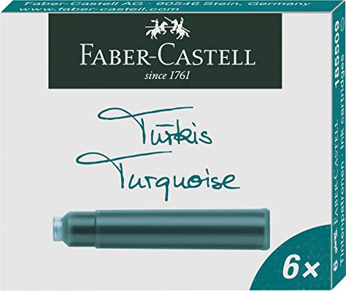 Faber-Castell - Vaso de tinta, color turquesa Tintenpatrone Standard 6er