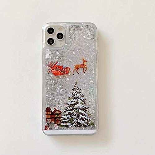 Funda de Navidad para Apple iPhone 11 Pro Max, diseño de reno de Papá Noel, color plateado