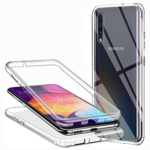 Funda para Samsung Galaxy A50/ Samsung Galaxy A30S, Silicona Transparente 360 Grados Delantera Trasera Carcasa Ultra-Delgado Resistente Anti-Arañazos Anti-Choques Doble Cara Protectora