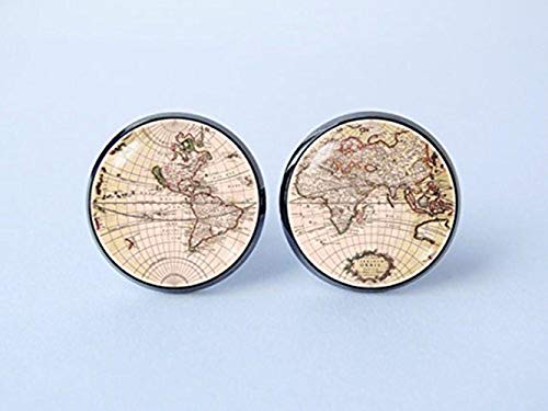 Gemelos de mapa del mundo viajero regalo globo mapa joyas mundo gemelos