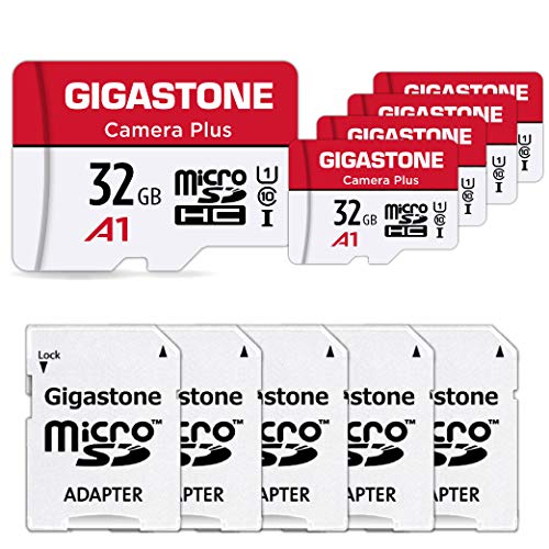 Gigastone 32 GB Tarjeta de Memoria Micro SD, Paquete de 5, Camera Plus, Compatible con Nintendo Switch, Alta Velocidad 90 MB/s, Grabación de Video Full HD, Micro SDHC UHS-I A1 Class 10