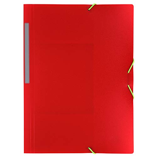 Grafoplás 04801251－Carpeta Folio Roja, de Polipropileno, con gomas 3 solapas