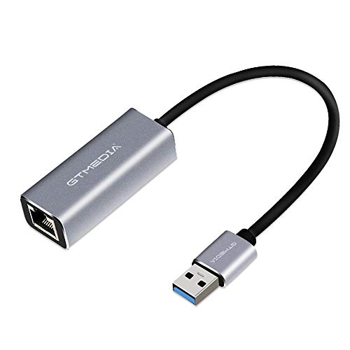 GTMEDIA Adaptador USB a Red Conector LAN de Internet Gigabit Ethernet, USB 3.0 a RJ 45 10/100/1000 Mbps Compatible con Win7 / 8/10, Mac OS, Linux, Vista