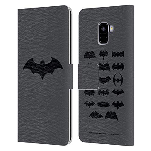 Head Case Designs Oficial Batman DC Comics Silencio Logotipos Carcasa de Cuero Tipo Libro Compatible con Samsung Galaxy A8 Plus (2018)