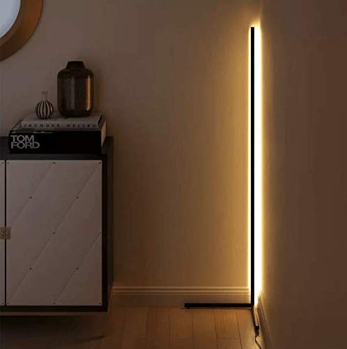 i-Paint - Moderna lámpara angular de pie con luz LED de 20 W, regulable, RGB Colorful, mandos a distancia, control remoto, lámpara para dormitorio, salón, habitación infantil, minimalista (negro)