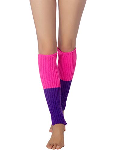 iB-iP Mujer Calentadores Calcetines Botas Neon Leg Warmers Largos Danza Polainas, Tamaño: Talla única, Jacinto de & Color de rosa caliente