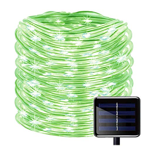 Ibely Solar Rope Lights,33ft/10M 100 Leds Solar String Lights Outdoor Waterproof Fairy Lights 2 Modes Solid Tube PVC Tube Light for Garden Fence Party Wedding Decor (2 Mode Green)