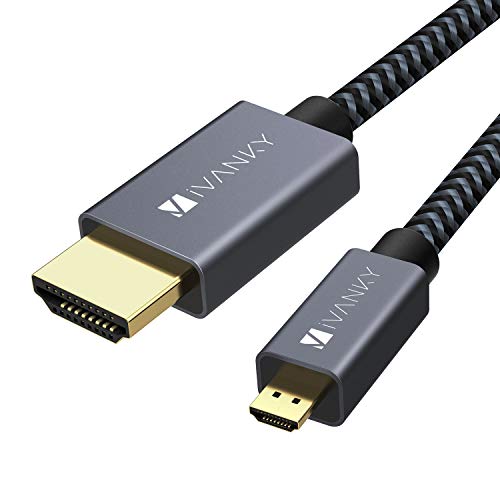 iVANKY Cable Micro HDMI a HDMI, 3D 4K Alta Velocidad con HDR, UHD, HDCP, Audio Return Channel, HDMI Ethernet Channel, Dolby TrueHD- 1 Metro