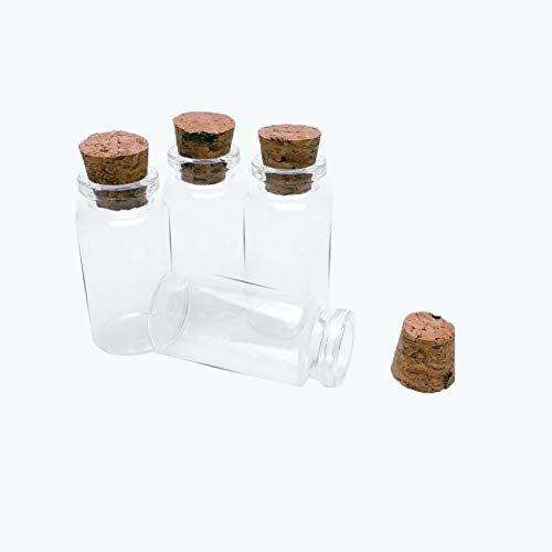 Jarvials - 12 botellas de cristal transparente con tapón de corcho, capacidad 25 ml, diámetro exterior 30 mm (12, 25)
