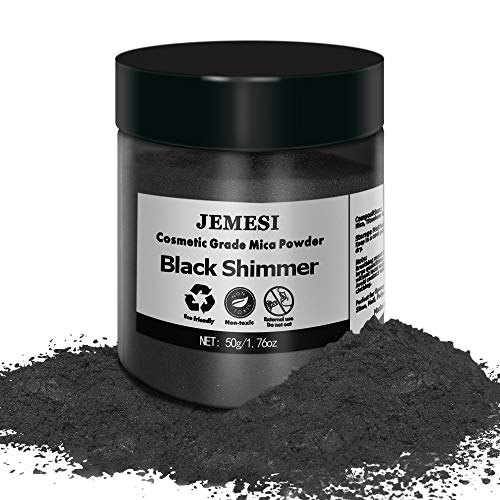 JEMESI 50g pigmentos en polvo de Mica para teñir resina epoxi transparente,colorante jabon, bombas de baño, hacer slime, Maquillaje - Negro