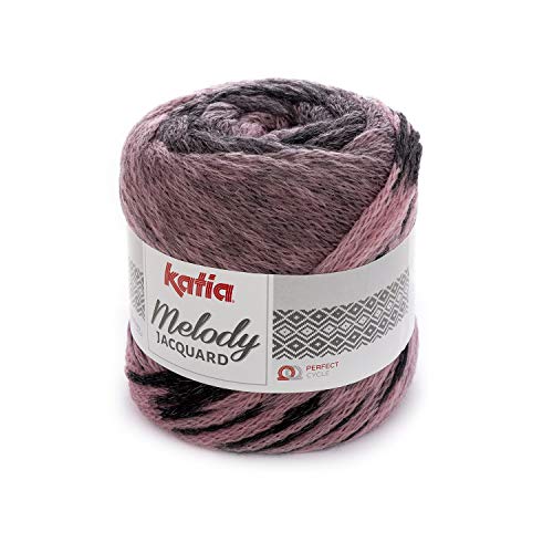 Katia Melody Jacquard 258 - Ovillo de lana merino, 100 g, 280 m, color rosa y negro