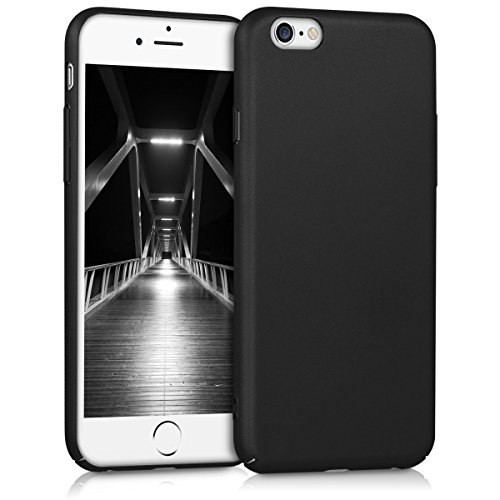 kwmobile Funda Compatible con Apple iPhone 6 / 6S - Carcasa Dura para móvil - Case Trasero Duro en Negro Metalizado