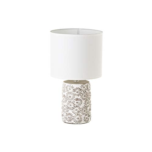 Lámpara con flores shabby chic de cemento blanca, de ø 17x30 cm - LOLAhome