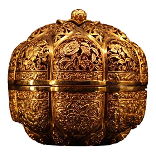 LAOJUNLU Una colección de cajas de joyería de melón dorado grabado a mano para la corte imperial de la dinastía Qing estilo 2 de bronce antiguo colección de solitario chino