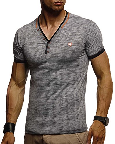 Leif Nelson La Camiseta para Hombre con Cuello en V LN-1330 Antracita X-Large