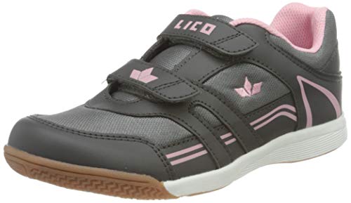 Lico Active Indoor Girl V, Zapato de Tribunal Interior, Gris/Rosa, 33 EU