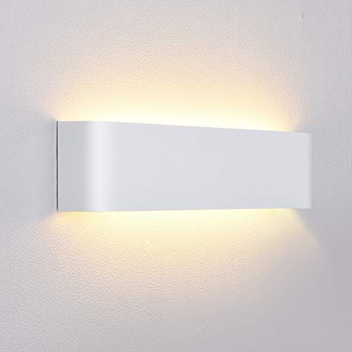 Lightess 12W Apliques de Pared LED Interior Lámpara de Pared Moderna Blanco Luz de Aluminio Perfecto para Salón Dormitorio Sala Pasillo Escalera, 3000K Blanco Cálido