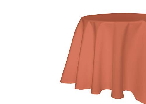 Mantel para mesa de jardín (aspecto de lino, efecto loto, tela antimanchas, no necesita planchado, 160 x 220 cm, ovalado, terracota)