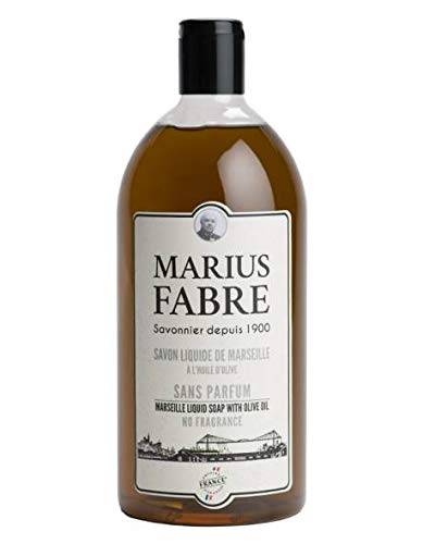 Marius Fabre – Jabón líquido de Marsella sin perfume 1L. Recarga de 1 litro. Fabricado a base de aceite de oliva y aceite de coprah