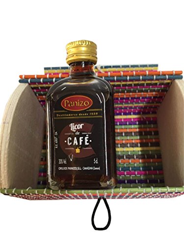 Mini baúl de colores con miniatura de licor de café Panizo (Pack de 24 ud)