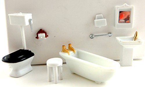 Miniatura para Casa de Muñecas 1:48 Escala Plástico Set de Muebles de Baño