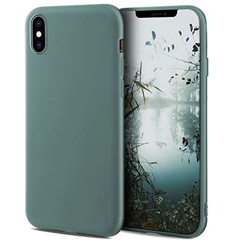 Moozy Minimalist Series Funda Silicona para iPhone X y iPhone XS, Gris Azulado con Acabado Mate, Cover Carcasa de TPU Suave y Fina