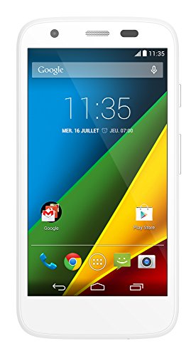 Motorola Moto G - Smartphone libre Android (pantalla 4.5", cámara 5 Mp, 8 GB, Quad-Core 1.2 GHz, 1 GB RAM), blanco (importado)