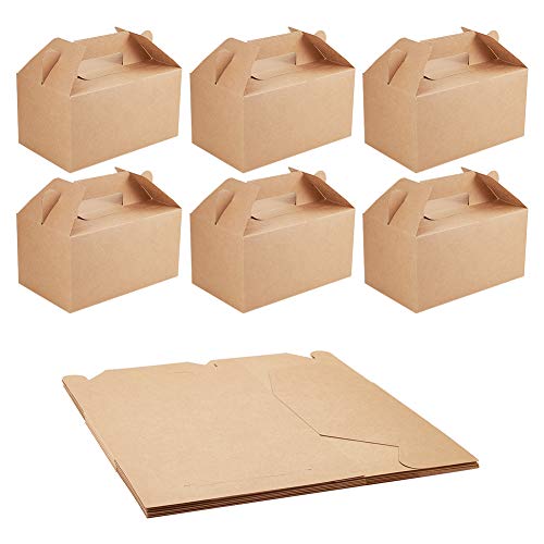 NBEADS Caja de Papel Kraft, 10 Unidades Caja de Cartón de Papel de Pastel de Caramelo Caja de Cartón de Embalaje para Regalo de Fiesta de Boda con Mango, Tierra de Siena, 21x13x16.5cm