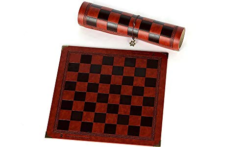 NLLeZ Tablero de ajedrez de 1set Diseño único de patrón en Relieve Tablero de ajedrez de Cuero Tablero de ajedrez Universal Tablero de ajedrez portátil (Color : Chocolate)