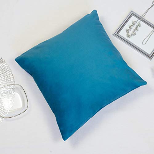 Offtopic Juego de 4 fundas de cojín para sofá, 45 x 45 cm, de terciopelo suave, cojines decorativos elegantes de color liso, lavable a máquina, color azul claro