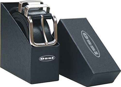 Ossi Caja de regalo 38mm cinturón piel con refuerzo negro (tamaños 102cm - 112cm)