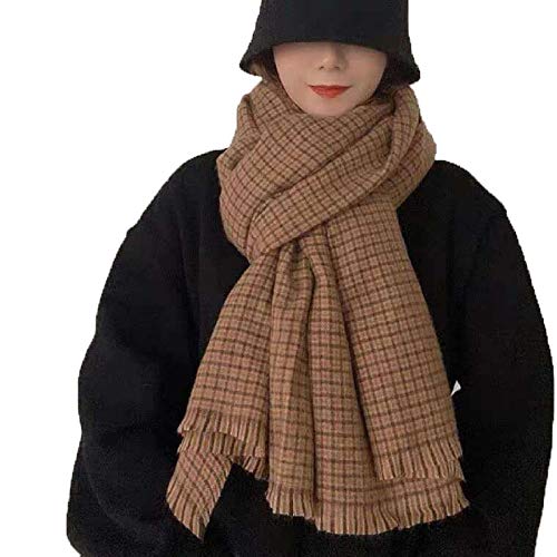 Otoño e invierno nueva bufanda mujer retro estilo británico imitación cachemir cálido chal de todo fósforo para otoño e invierno-marrón_195