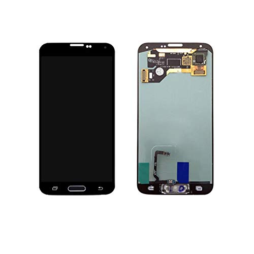 Pantallas LCD para teléfonos móviles G900H Pantalla LCD de Pantalla táctil digitalizador Asamblea con Adhesivo/Ajuste for Samsung Galaxy S5 G900F (Color : Black with Button)